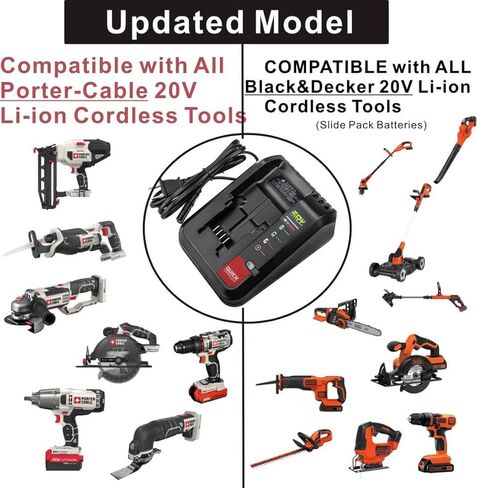شاحن بطارية ليثيوم 20 فولت سريع متوافق مع بلاك اند ديكر LBXR20 LBXR2020 LB2X4020 وكابل بورتر بطارية ليثيوم 20 فولت PCC685L PCC680L PCC681L، PCC692L in Kuwait