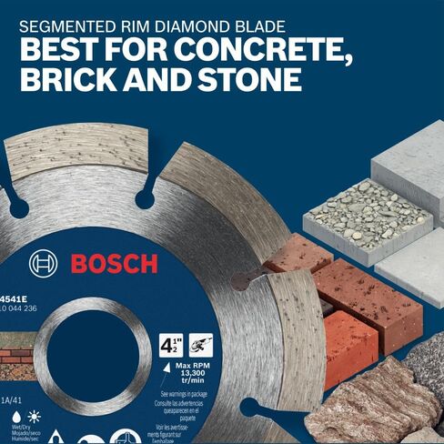 BOSCH DB045S3 4.5 in. 3-Pc. Diamond Blade Set (Includes: Segmented, Turbo, Continuous Diamond Blades, and Reducing Rings) in Kuwait