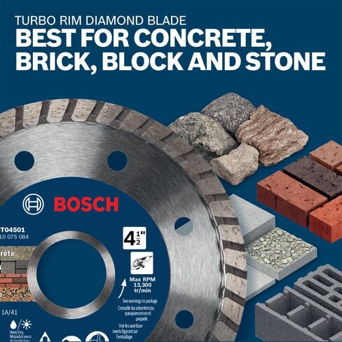 BOSCH DB045S3 4.5 in. 3-Pc. Diamond Blade Set (Includes: Segmented, Turbo, Continuous Diamond Blades, and Reducing Rings) in Kuwait