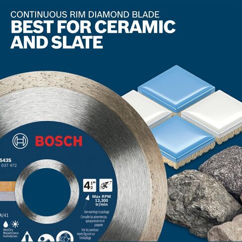 BOSCH DB045S3 4.5 in. 3-Pc. Diamond Blade Set (Includes: Segmented, Turbo, Continuous Diamond Blades, and Reducing Rings) in Kuwait