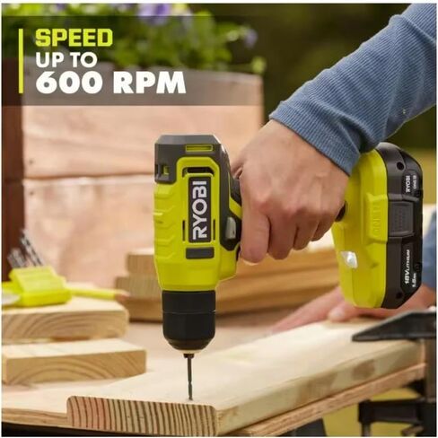 Ryobi ONE+ 18V Cordless 3/8 in. طقم مثقاب/مفك مع بطارية 1.5 أمبير وشاحن وحقيبة أدوات Buho in Kuwait