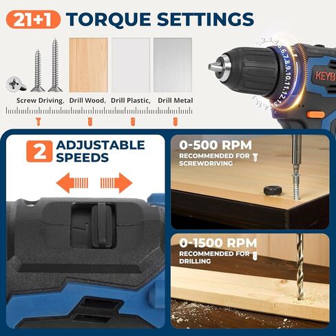 12V MAX Brushless Cordless Drill Set, Power Drill Kit with 2×1.5Ah Batteries & Fast Charger, 3/8" Keyless Chuck, 350 In-lbs Torque, 2-Speed Electric Screwdriver for Home DIY, 20pcs Accessories in Kuwait