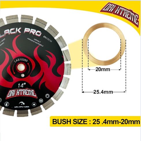 14Inch Asphalt Laser Welded Diamond Blade, Wet/Dry Cutting Asphalt Green Concrete Diamond Saw Blade, Segmented Rim with Wedge Segments,1''-20mm Arbor in Kuwait