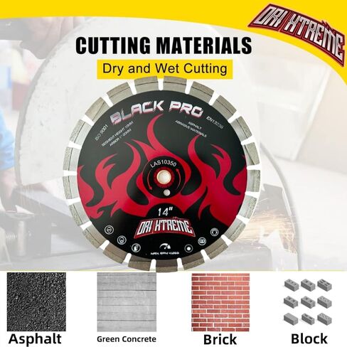 14Inch Asphalt Laser Welded Diamond Blade, Wet/Dry Cutting Asphalt Green Concrete Diamond Saw Blade, Segmented Rim with Wedge Segments,1''-20mm Arbor in Kuwait