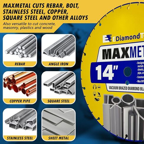 14" Diamond Cut Off Wheel for Handheld Saws, Metal Cutting Blade for Rebar, Steel, Iron, Copper, 1" Arbor, 1 PC in Kuwait