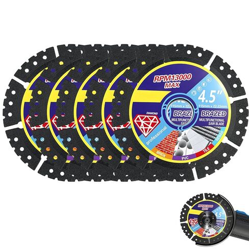 3 Pack 4.5" Diamond Multi-Purpose Saw Blade, 115mm Multi Material Diamond Cutting Blade for Cutting Marble/Quartz/Stone/Tile/Metal/Plastic in Kuwait