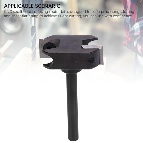 CNC Spoilboard Surfacing Router Bit 1/4 Inch Shank 1 1/8 Inch Cutting Diameter 2 Flute Carbide Insert Slab Flattening Bit for Woodworking Milling and Carving Projects in Kuwait