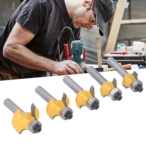 Round Over Router Bit Set 5 Piece Carbide Corner Rounding Woodworking Cutter with 8mm Shank for Softwood Hardwood Solid Wood in Kuwait