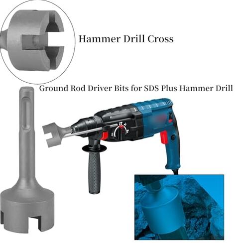 Mumusuki Ground Rod Driver, Steel SDSShank T Post Driver Attachment Universal Drill Tools for SDS Plus Hammer Drill (#4) in Kuwait
