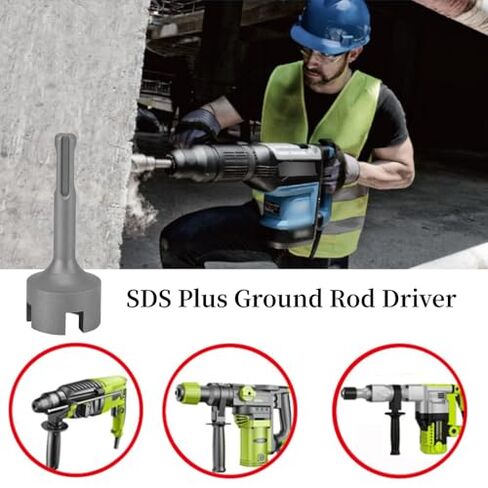 Mumusuki Ground Rod Driver, Steel SDSShank T Post Driver Attachment Universal Drill Tools for SDS Plus Hammer Drill (#4) in Kuwait