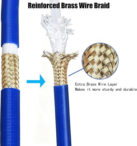 32FT x 1/4" Airless Paint Spray Hose, 4300PSI High Pressure Brass Braided, 360° Swivel Anti-Tangle, Stainless Steel Fittings, Universal for Most Airless Sprayers, Indoor Outdoor Painting Use in Kuwait