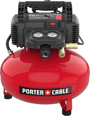 PORTER-CABLE Combination Kit Pancake Air Compressor 6 Gallon, 150 Max PSI and 2.6 CFM @ 90 PSI and Brad Nailer 18 Gauge with 100 Nail Magazine Capacity in Kuwait