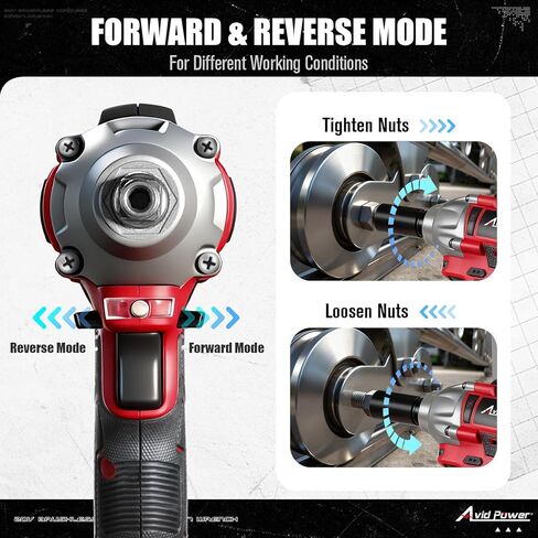 AVID POWER Impact Wrench, 1/2" Impact Gun Max Torque 332 Ft-lbs (450 N.m), 20V Cordless Impact Wrenches with 2.0 Ah Battery, 2 Variable Speeds, 4PCS Impact Sockets, Charger, Tool Bag in Saudi Arabia