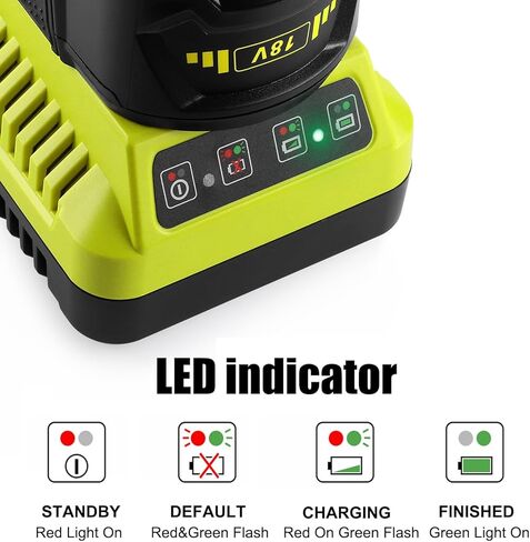 P117 P118 18V استبدال الشاحن السريع لشاحن بطارية Ryobi متوافق مع P102 P108 P189 P197 P103 P105 P107 P190 P191 in Kuwait