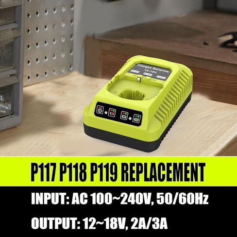 P117 P118 18V استبدال الشاحن السريع لشاحن بطارية Ryobi متوافق مع P102 P108 P189 P197 P103 P105 P107 P190 P191 in Kuwait