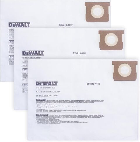 أكياس فلتر الغبار للاستعمال مرة واحدة من DEWALT DXVA19-4112، أكياس بديلة عالية الكفاءة لـ DEWALT Wet Dry Vac 12-16 جالون، ملحقات المكنسة الجافة الرطبة، حقيبة جمع الغبار وحقيبة مكنسة كهربائية in Kuwait