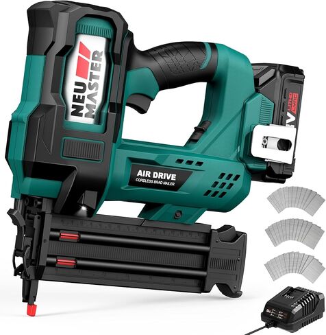 Cordless Brad Nailer, Nail Gun Battery Powered, Staple Gun with 2.0Ah Battery & Charger, 18GA 2 Inch Nail Depth Adjustment with 1800pcs Nails for Home Improvement, Woodworking in Kuwait