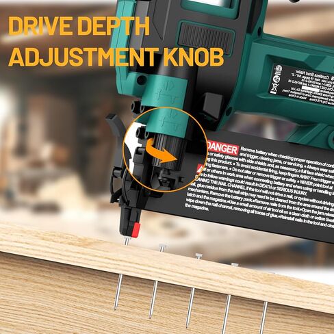 Cordless Brad Nailer, Nail Gun Battery Powered, Staple Gun with 2.0Ah Battery & Charger, 18GA 2 Inch Nail Depth Adjustment with 1800pcs Nails for Home Improvement, Woodworking in Kuwait
