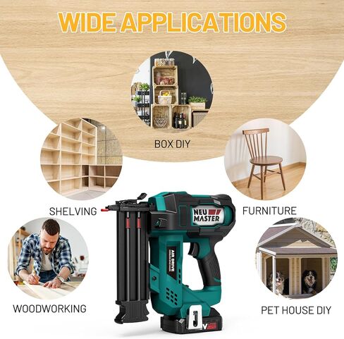 Cordless Brad Nailer, Nail Gun Battery Powered, Staple Gun with 2.0Ah Battery & Charger, 18GA 2 Inch Nail Depth Adjustment with 1800pcs Nails for Home Improvement, Woodworking in Kuwait