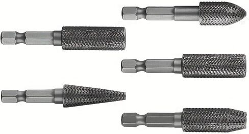 5PCS Drill Bit Set, Wood Carving Tools, Carbide Drill Bits, Polishing Buffing Tool, Embossed Steel Grinding Head Set, Rotary Burr and Special-Shaped Files for Soft Metal Deburring and Reaming in Kuwait