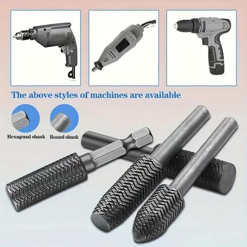 5PCS Drill Bit Set, Wood Carving Tools, Carbide Drill Bits, Polishing Buffing Tool, Embossed Steel Grinding Head Set, Rotary Burr and Special-Shaped Files for Soft Metal Deburring and Reaming in Kuwait