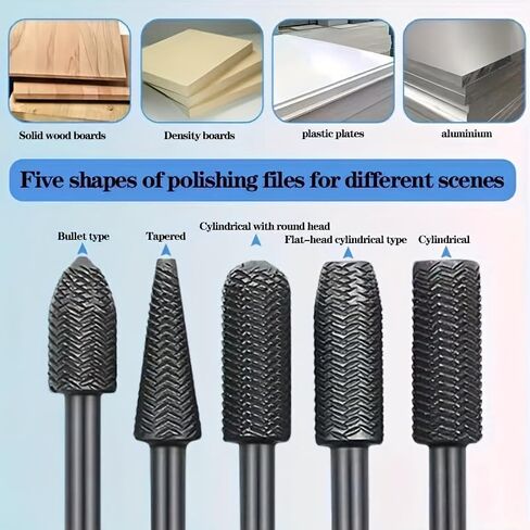 5PCS Drill Bit Set, Wood Carving Tools, Carbide Drill Bits, Polishing Buffing Tool, Embossed Steel Grinding Head Set, Rotary Burr and Special-Shaped Files for Soft Metal Deburring and Reaming in Kuwait