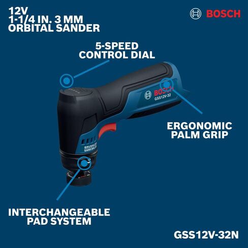 بوش GSS12V-32N 12V مدمج 1-1/4 في ماكينة الصنفرة المدارية in Kuwait