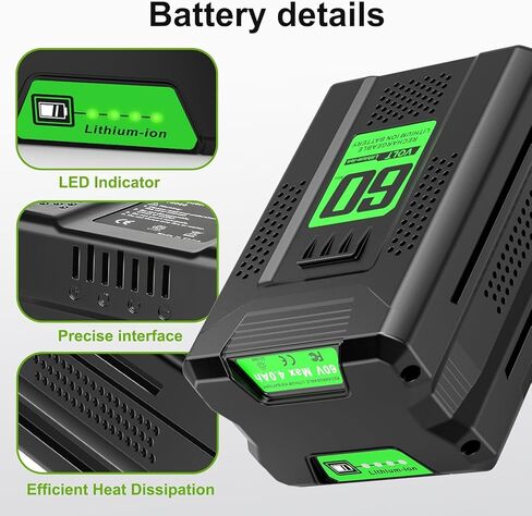 Replacement for Greenworks 60V Battery 4.0Ah,Compatible with Greenworks Pro 60v Batteries & 75+ Power Tools LB60A03 LB60A02 LB602 LB6025 LB60A00 in Saudi Arabia