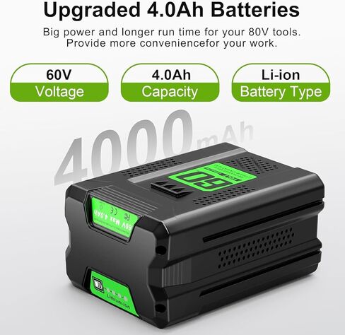 Replacement for Greenworks 60V Battery 4.0Ah,Compatible with Greenworks Pro 60v Batteries & 75+ Power Tools LB60A03 LB60A02 LB602 LB6025 LB60A00 in Saudi Arabia
