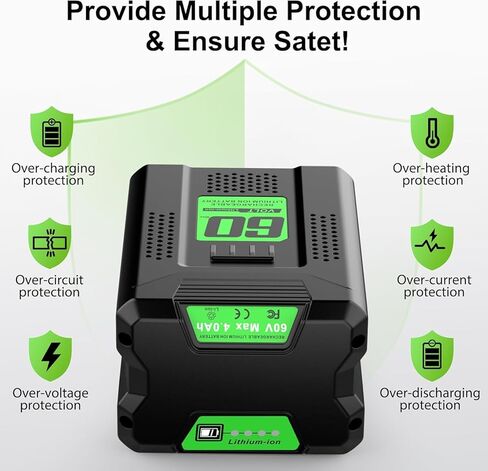 Replacement for Greenworks 60V Battery 4.0Ah,Compatible with Greenworks Pro 60v Batteries & 75+ Power Tools LB60A03 LB60A02 LB602 LB6025 LB60A00 in Saudi Arabia