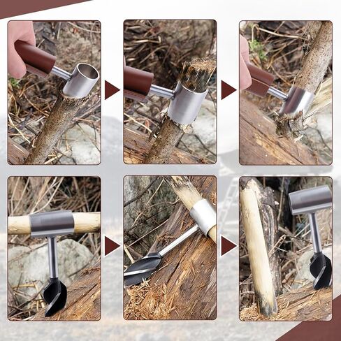 Bushcraft Settlers Tool Hand Auger Wrench for Easy Wood Drilling, Scotch Eye Wood Drill Peg and Manual Hole Maker for Camping, Bushcrafting and Woodworking, with Protective Case and Hook in Kuwait