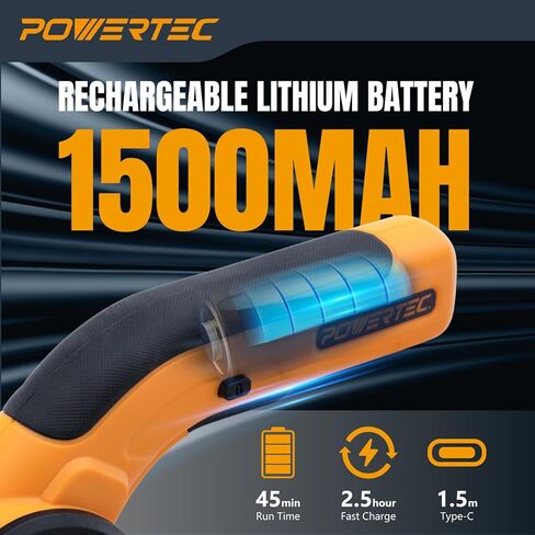 POWERTEC Cordless Electric Scissors – 3.6V Rechargeable Fabric, Cardboard & Carpet Cutter with Fast USB-C Charging, Safety Lock, and Extra Blade for DIY, Crafting & Upholstery (ESS3600) in Kuwait