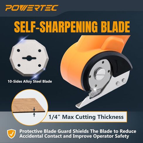 POWERTEC Cordless Electric Scissors – 3.6V Rechargeable Fabric, Cardboard & Carpet Cutter with Fast USB-C Charging, Safety Lock, and Extra Blade for DIY, Crafting & Upholstery (ESS3600) in Kuwait