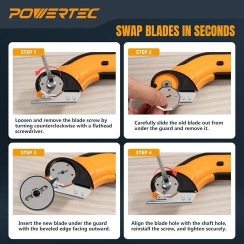 POWERTEC Cordless Electric Scissors – 3.6V Rechargeable Fabric, Cardboard & Carpet Cutter with Fast USB-C Charging, Safety Lock, and Extra Blade for DIY, Crafting & Upholstery (ESS3600) in Kuwait