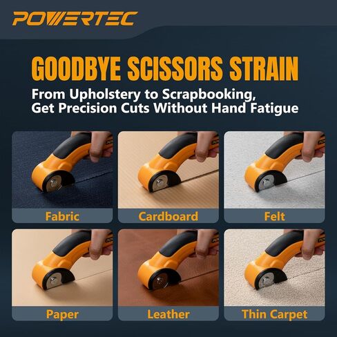 POWERTEC Cordless Electric Scissors – 3.6V Rechargeable Fabric, Cardboard & Carpet Cutter with Fast USB-C Charging, Safety Lock, and Extra Blade for DIY, Crafting & Upholstery (ESS3600) in Kuwait