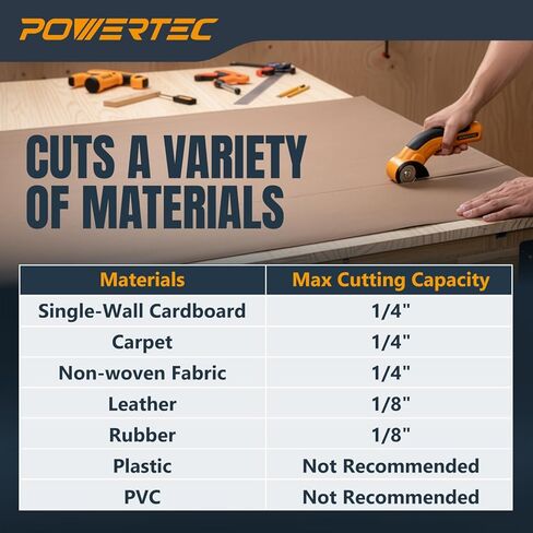 POWERTEC Cordless Electric Scissors – 3.6V Rechargeable Fabric, Cardboard & Carpet Cutter with Fast USB-C Charging, Safety Lock, and Extra Blade for DIY, Crafting & Upholstery (ESS3600) in Kuwait