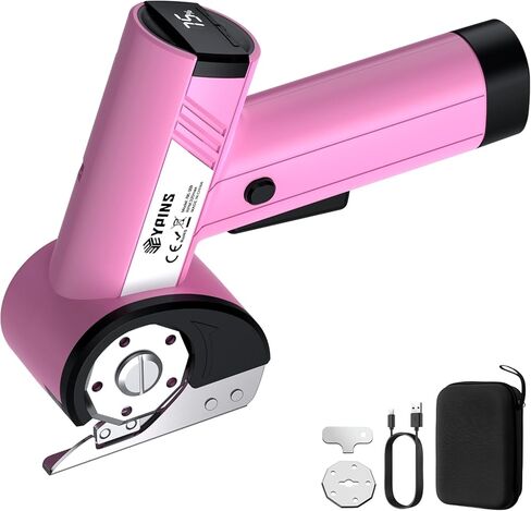 EYPINS Cordless Electric Scissors Rechargeable - Rotary Cardboard Cutter with 4 Speed,4V Powerful Shear for Fabric,Box,Leather,Carpet, Packaging-Ergonomic Grip,LED Battery Display,2 Safety SK5 Blade in Saudi Arabia