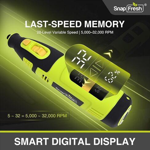 مجموعة أدوات دوارة لاسلكية SnapFresh 12V، أداة دوارة صغيرة 28 سرعة 32000 دورة في الدقيقة مع شاشة رقمية، 111 ملحقًا، بطارية 2.5 أمبير في الساعة شحن USB-C، أداة تعمل بالبطارية خفيفة الوزن للأعمال اليدوية وأظافر الحيوانات الأليفة in Kuwait