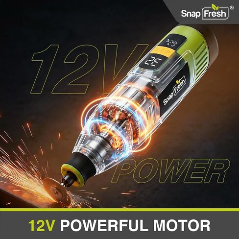 مجموعة أدوات دوارة لاسلكية SnapFresh 12V، أداة دوارة صغيرة 28 سرعة 32000 دورة في الدقيقة مع شاشة رقمية، 111 ملحقًا، بطارية 2.5 أمبير في الساعة شحن USB-C، أداة تعمل بالبطارية خفيفة الوزن للأعمال اليدوية وأظافر الحيوانات الأليفة in Kuwait
