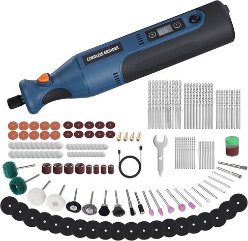 Cordless Rotary Tool Kit: 12-Speed 25000RPM Mini Rotary Tool with 179 Accessories, 7.4V Rechargeable Engraving Tool for 3D Printed Finishing, Sanding, Cutting, Drilling, Polishing, DIY Crafts in Kuwait