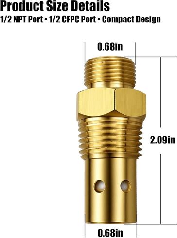 صمام فحص ضاغط الهواء 1/2 npt 1/2 CFPC مناسب لموديلات DeVilbiss Craftsman 5HP IRL6560V 5E60VAD استبدال CAC-437-2 in Kuwait