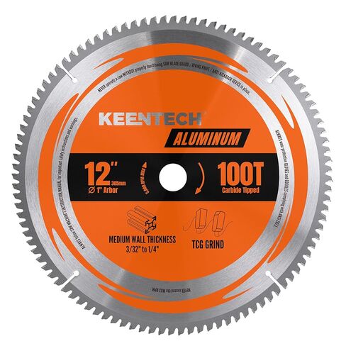 KEENTECH 12 بوصة 100T شفرة منشار معدنية للألمنيوم، 1 بوصة، كربيد التنجستن TCG لقطع سلس ومقاومة فائقة للتآكل، شفرة قطع معدنية للألمنيوم والمعادن غير الحديدية والبلاستيك in Kuwait