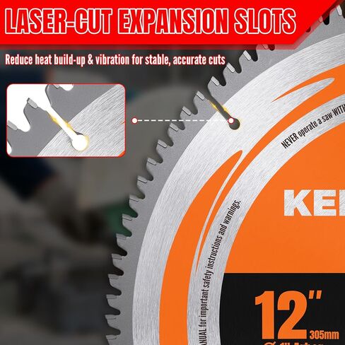 KEENTECH 12 بوصة 100T شفرة منشار معدنية للألمنيوم، 1 بوصة، كربيد التنجستن TCG لقطع سلس ومقاومة فائقة للتآكل، شفرة قطع معدنية للألمنيوم والمعادن غير الحديدية والبلاستيك in Kuwait