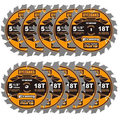 5-1/2 Inch Circular Saw Blade,10mm Arbor,18T for Framing, Ultra Thin Kerf,Fast Wood Cutting,10-Pack in Kuwait