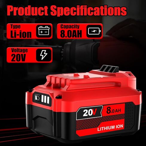 استبدال JAUKIST 20V 8.0Ah للحرفي: استبدال 20V متوافق مع بطارية Craftsman V20 CMCB205 CMCB204 CMCB206 CMCB202 CMCB201 20V أدوات كهربائية لاسلكية وشاحن in Kuwait