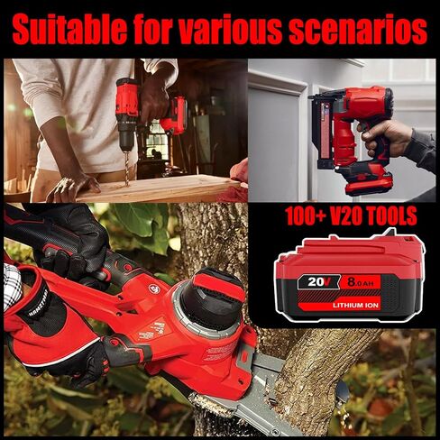 استبدال JAUKIST 20V 8.0Ah للحرفي: استبدال 20V متوافق مع بطارية Craftsman V20 CMCB205 CMCB204 CMCB206 CMCB202 CMCB201 20V أدوات كهربائية لاسلكية وشاحن in Kuwait