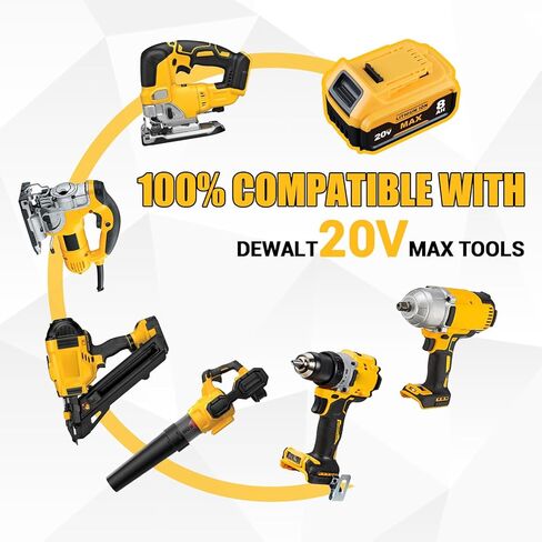 DCB200 8.0Ah 2Pack Replacement for DeWalt 20V Max Battery with LED Indicator, Compatible with DeWalt 20V Cordless Power Tools and Charger in Kuwait
