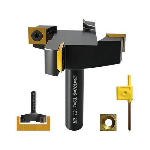 Slab Flattening Router Bit, 1/2" Shank, 1/2" Shank, 4 Wings, 2-1/2" Cutting Diameter, Coated Insert Carbide Slab Flattening Router Bit for Woodworking in Kuwait