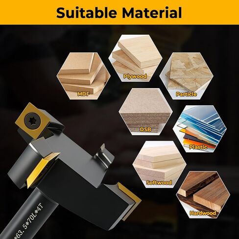Slab Flattening Router Bit, 1/2" Shank, 1/2" Shank, 4 Wings, 2-1/2" Cutting Diameter, Coated Insert Carbide Slab Flattening Router Bit for Woodworking in Kuwait