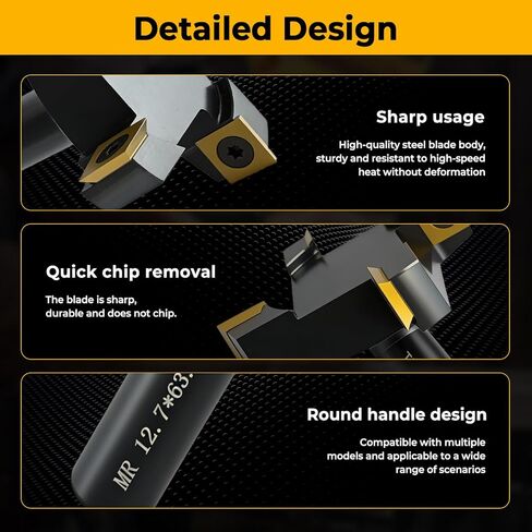 Slab Flattening Router Bit, 1/2" Shank, 1/2" Shank, 4 Wings, 2-1/2" Cutting Diameter, Coated Insert Carbide Slab Flattening Router Bit for Woodworking in Kuwait